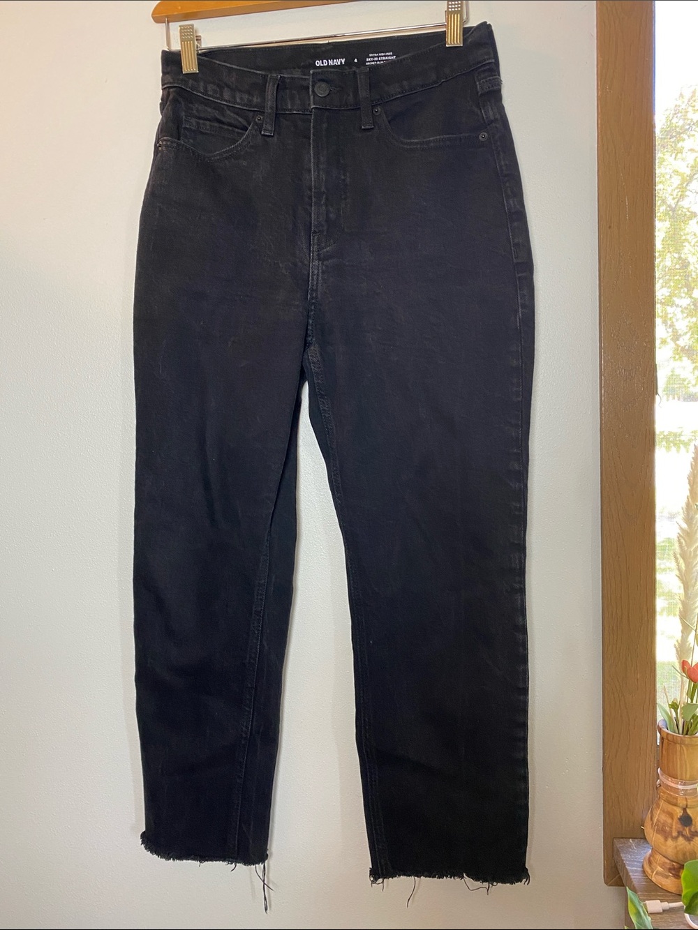 Old Navy Black High-Rise Straight-Leg Jeans